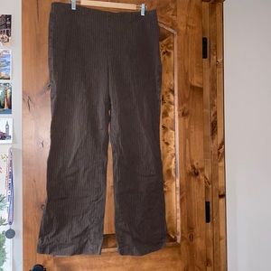 brown pinstripe flare pants
